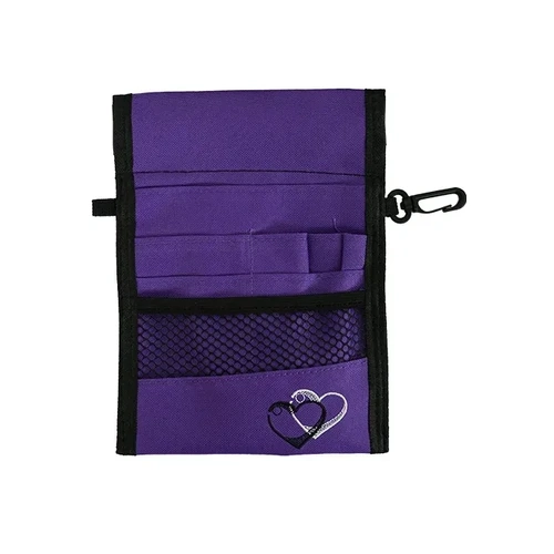 Nurse Pouch 13 Pocket Double Sided ( Purple - Hearts B&W )