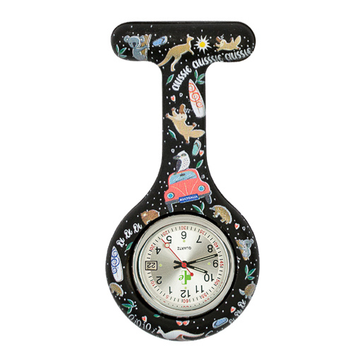 Silicone Fob Watch with Date Function ( Aussie - Black )