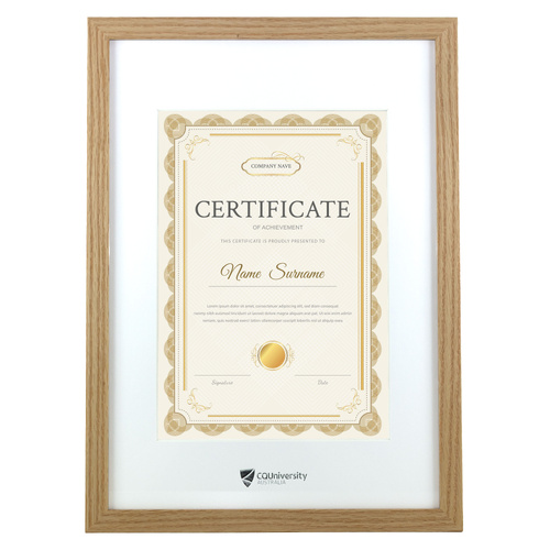 CQU Polar Birch Certificate/Testamur Frame ( A3 frame for A4 document )