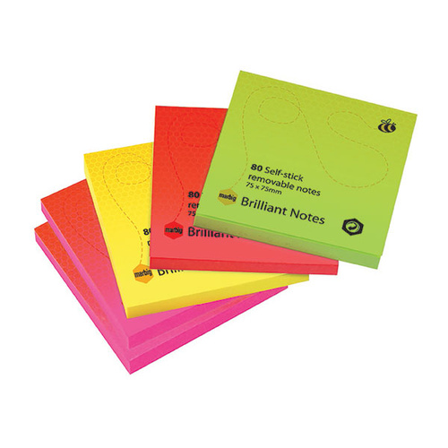 Sticky Notes Brilliant Assorted Pack Of 5