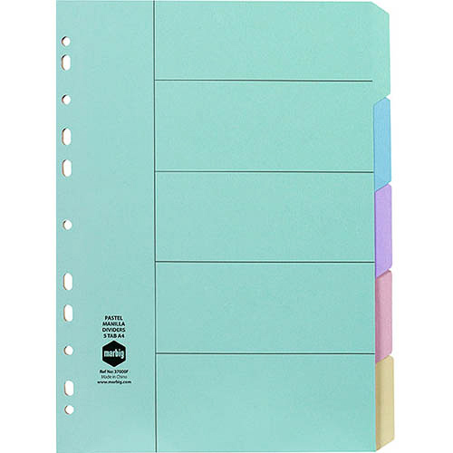 Manilla Dividers ( A4 - Pastels - 5 Tab )