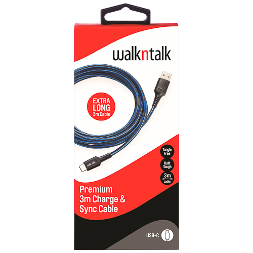 Premium Charge and Sync Cable ( 3m - USB-C - Blue )