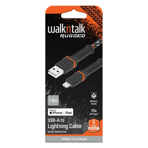 USB-A to Lightning Cable 1.8m For Apple Kevlar Reinforced