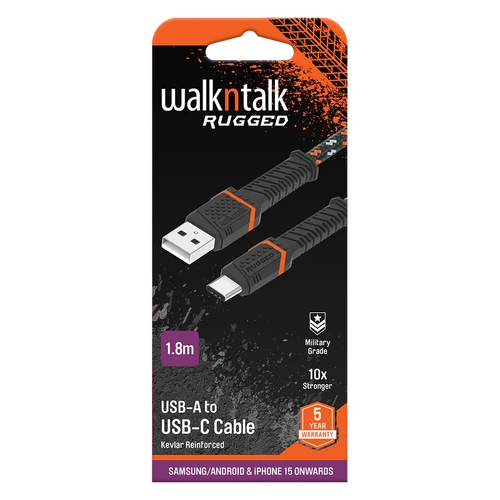 USB-A to USB-C Cable Rugged for Samsung/Android