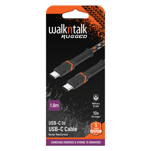 USB-C to USB-C Cable Kevlar Reinforced WalknTalk Rugged