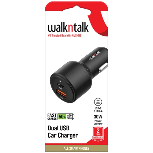 Dual USB Car Charger USB-C & USB-A 48W Fast Charge