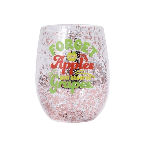 Teacher Forget the Apples You Deserve Grapes Glitter Stemless Wine Glass