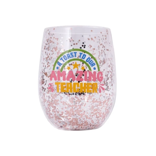 A Toast To Our Amazing Teacher Glitter Stemless Wine Glass
