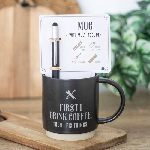 First I Drink Coffee Mug with Multi Tool Pen