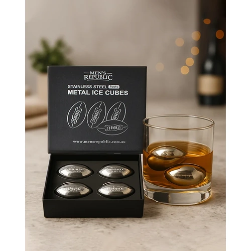 Men's Republic Footy Ball Ice Cubes - 4 Pieces Stainless Steel